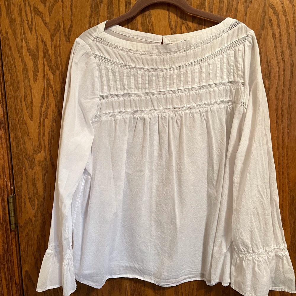 White Linen Boatneck Top